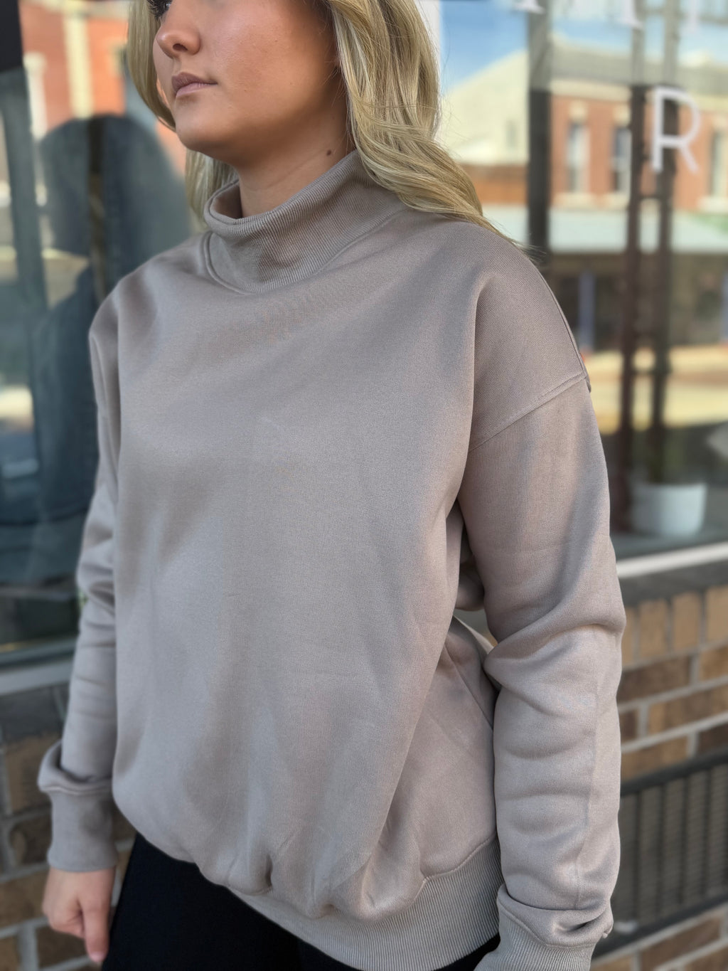 Mock Long Sleeve Sweatshirt