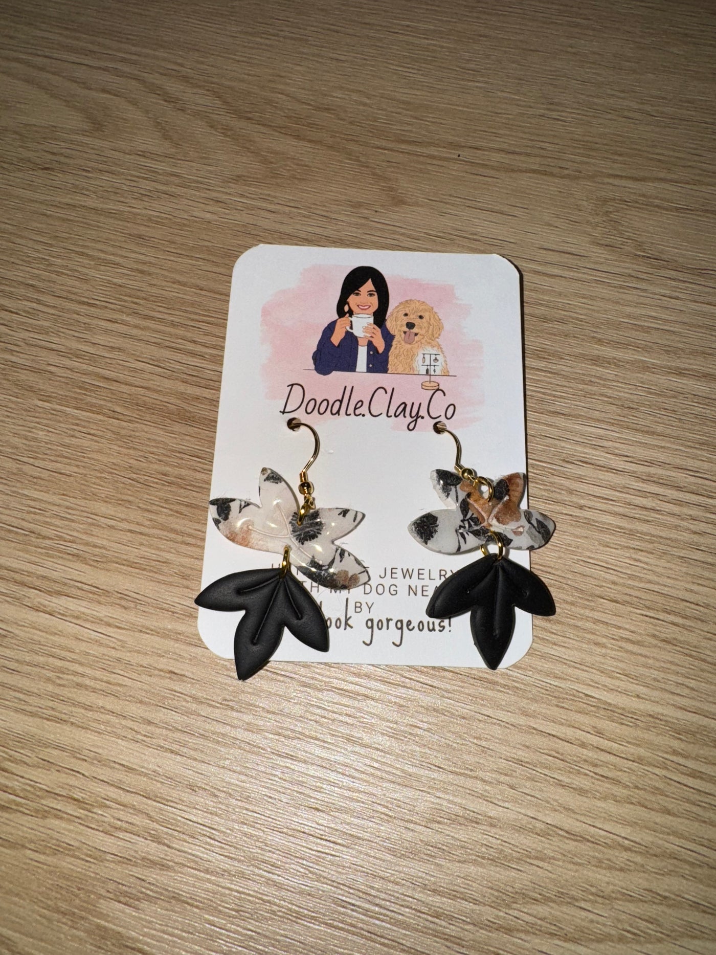 Black & Mocha Leaf Earrings
