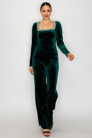 Emerald Rhinestone Jumpsuit