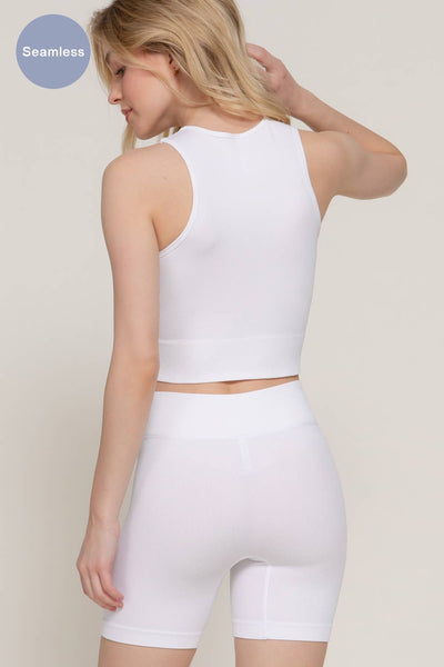 Sleeveless Crew Neck Top & Bier Shorts Seamless Rib Set