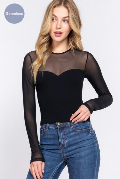 Long Sleeve Mesh Top