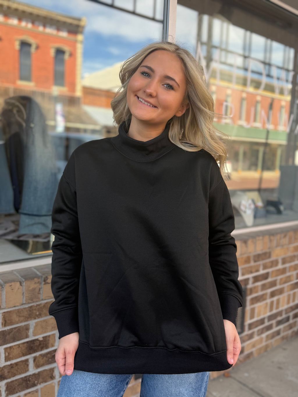 Mock Long Sleeve Sweatshirt