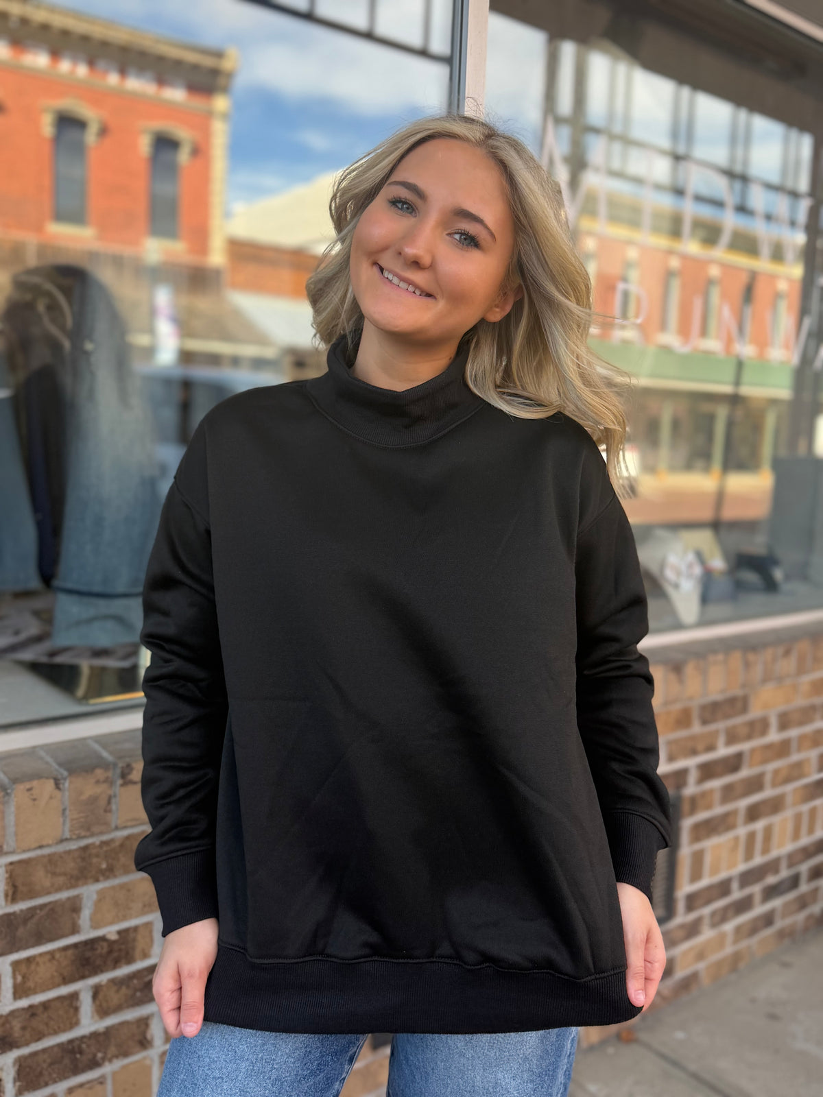 Mock Long Sleeve Sweatshirt