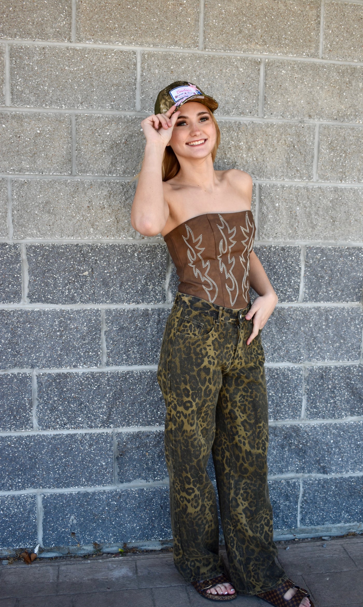 Vegan Leather Embroidered Western Corset Top