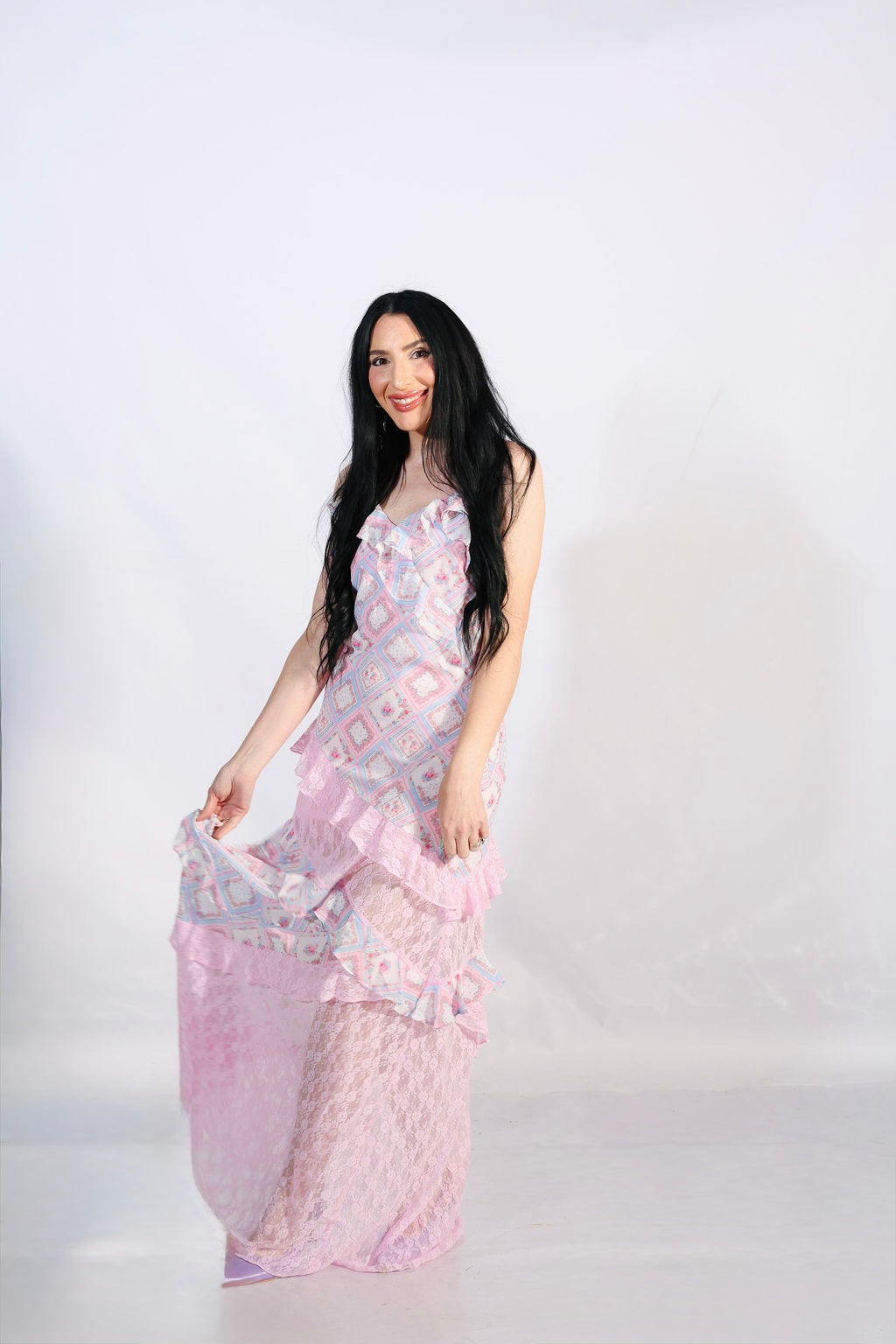 Patchwork Pretty Ruffle Lace Dress