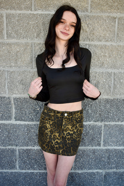 Black Square Neck Crop Top