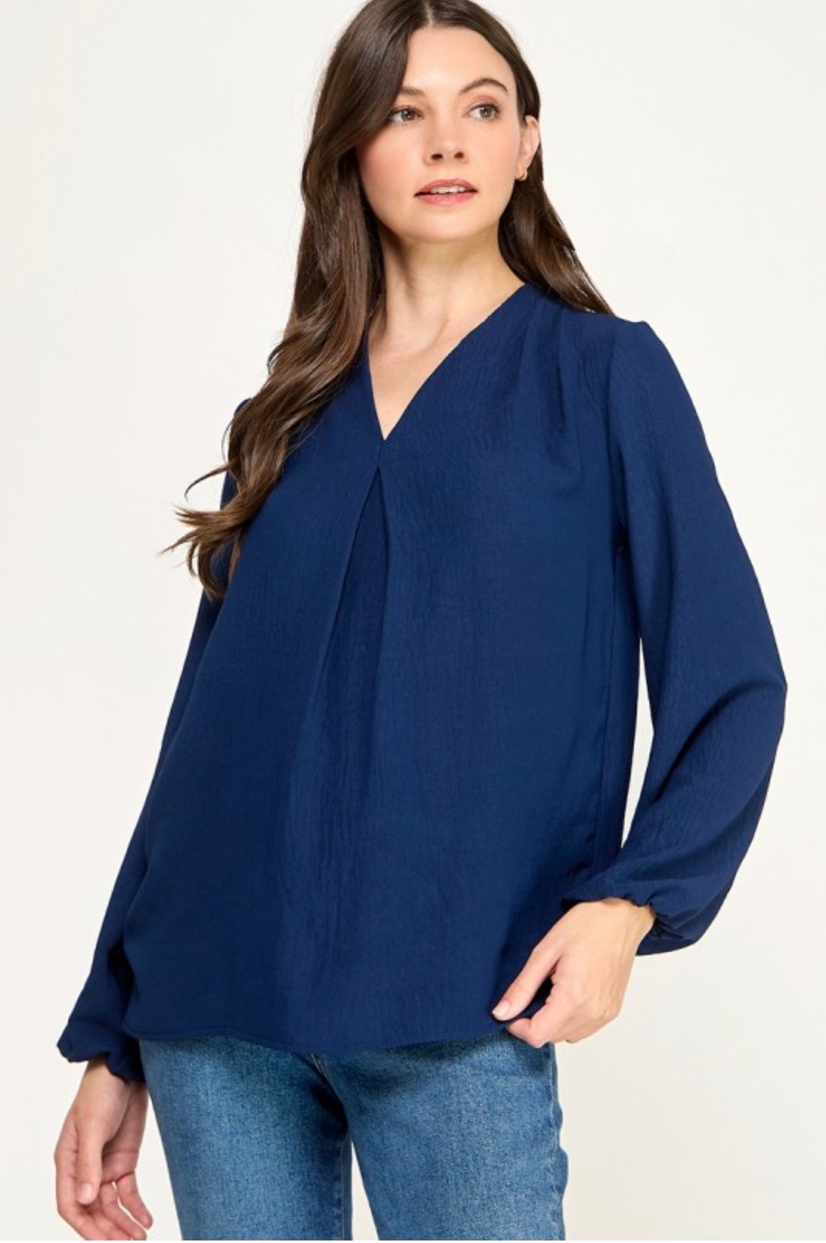 Fall Blues Balloon Sleeve Top