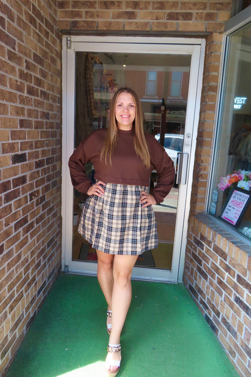Autumn Spice Checkered Shirt Dress