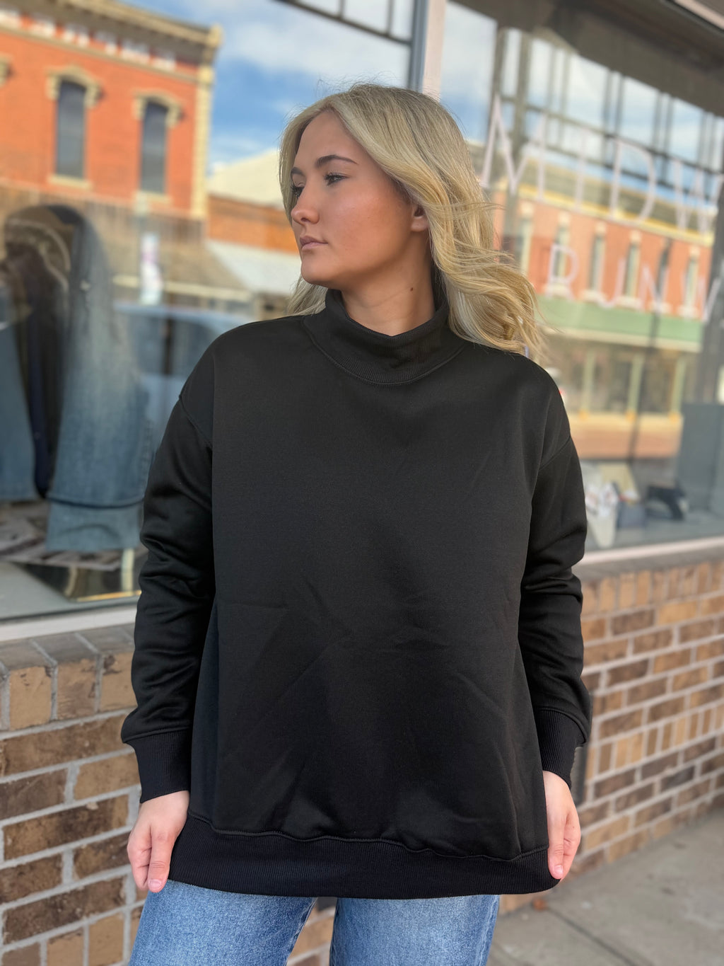 Mock Long Sleeve Sweatshirt