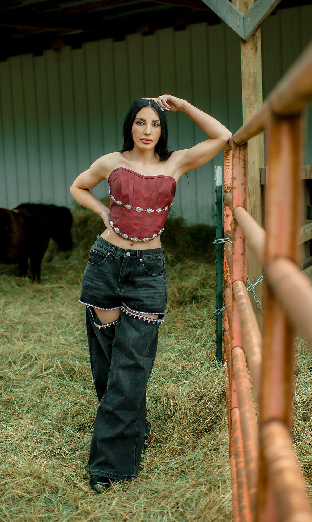 Glendora Distressed Leather Top