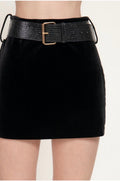 Holiday Velvet Belted Suede Skort