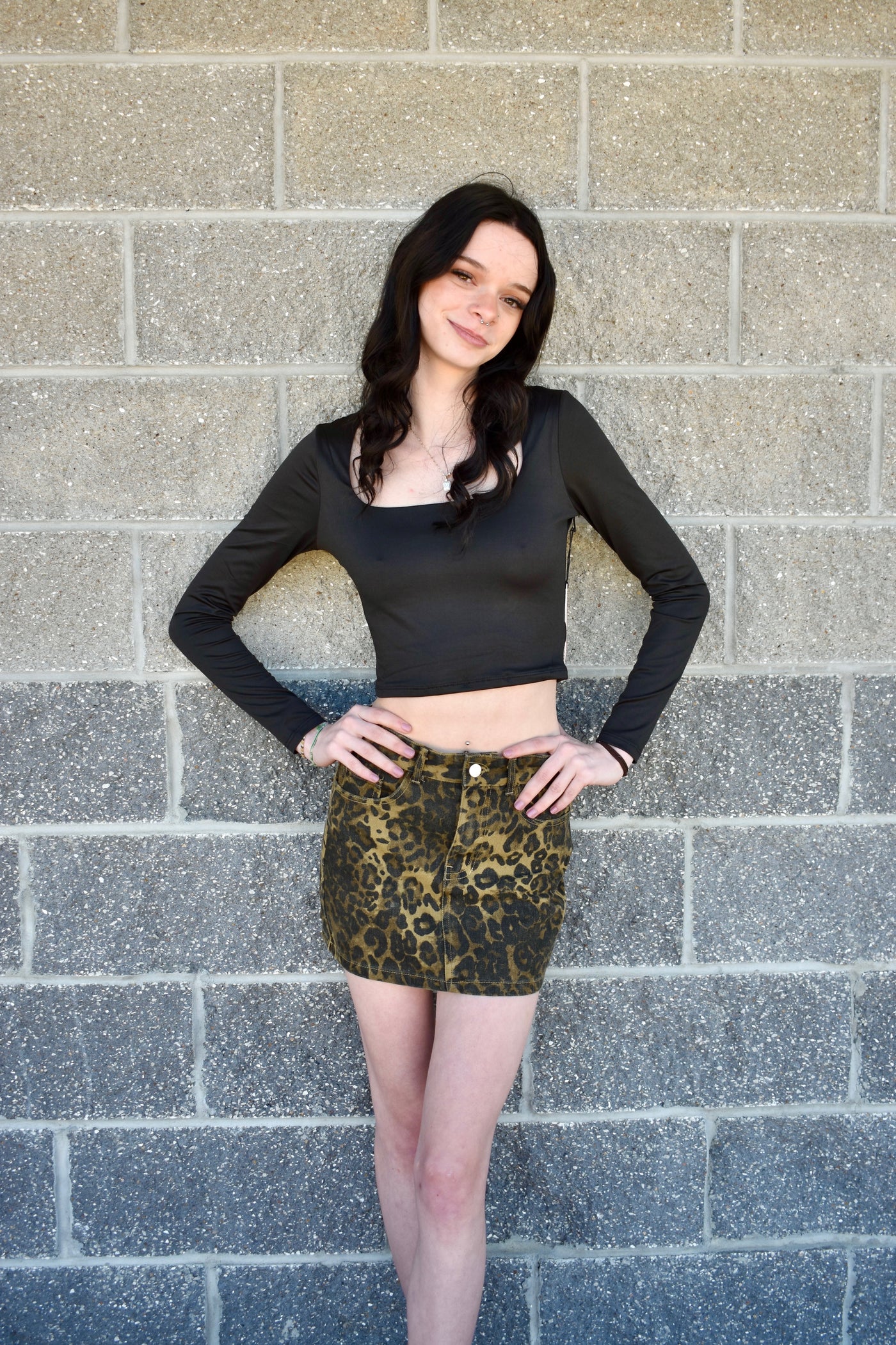 Black Square Neck Crop Top