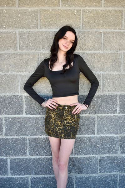 Black Square Neck Crop Top