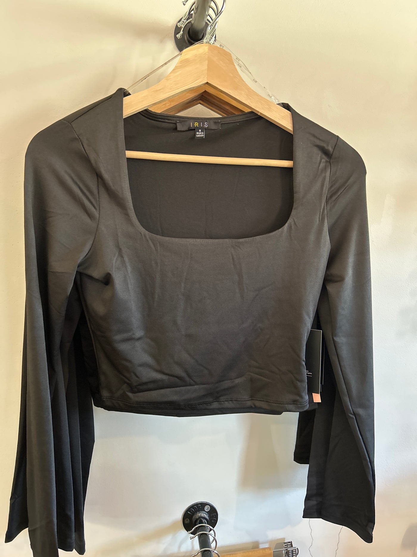 Black Square Neck Crop Top