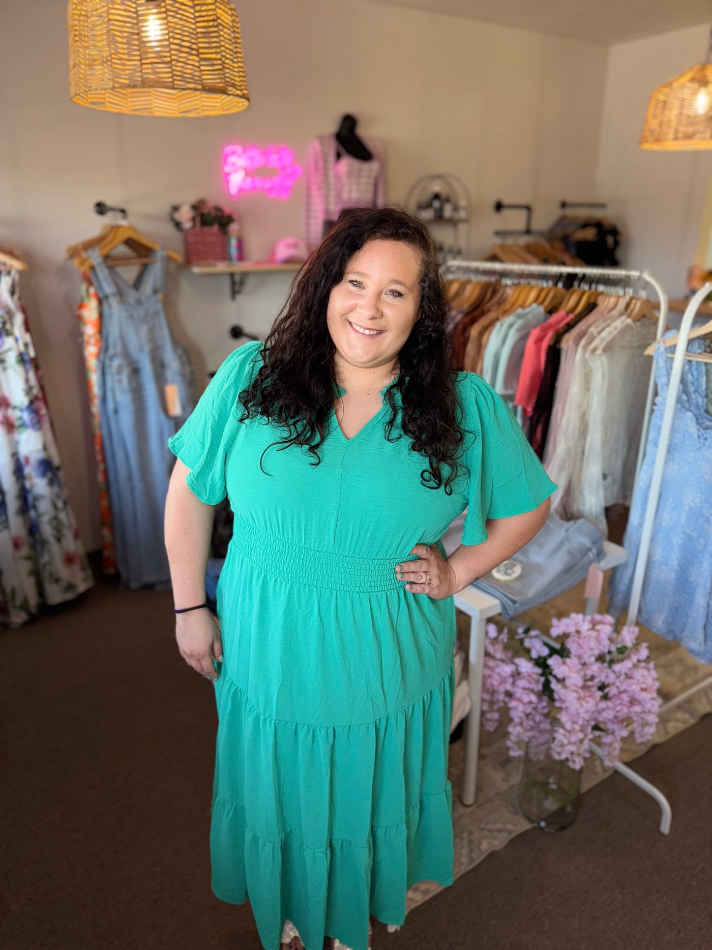 Fern Curvy Smock Maxi Dress w/ Pockets