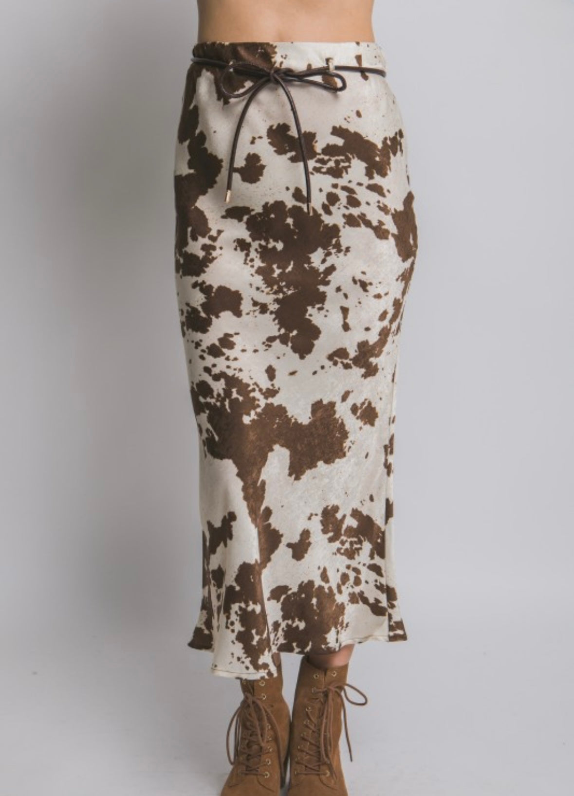 Satin Cow Print Skirt
