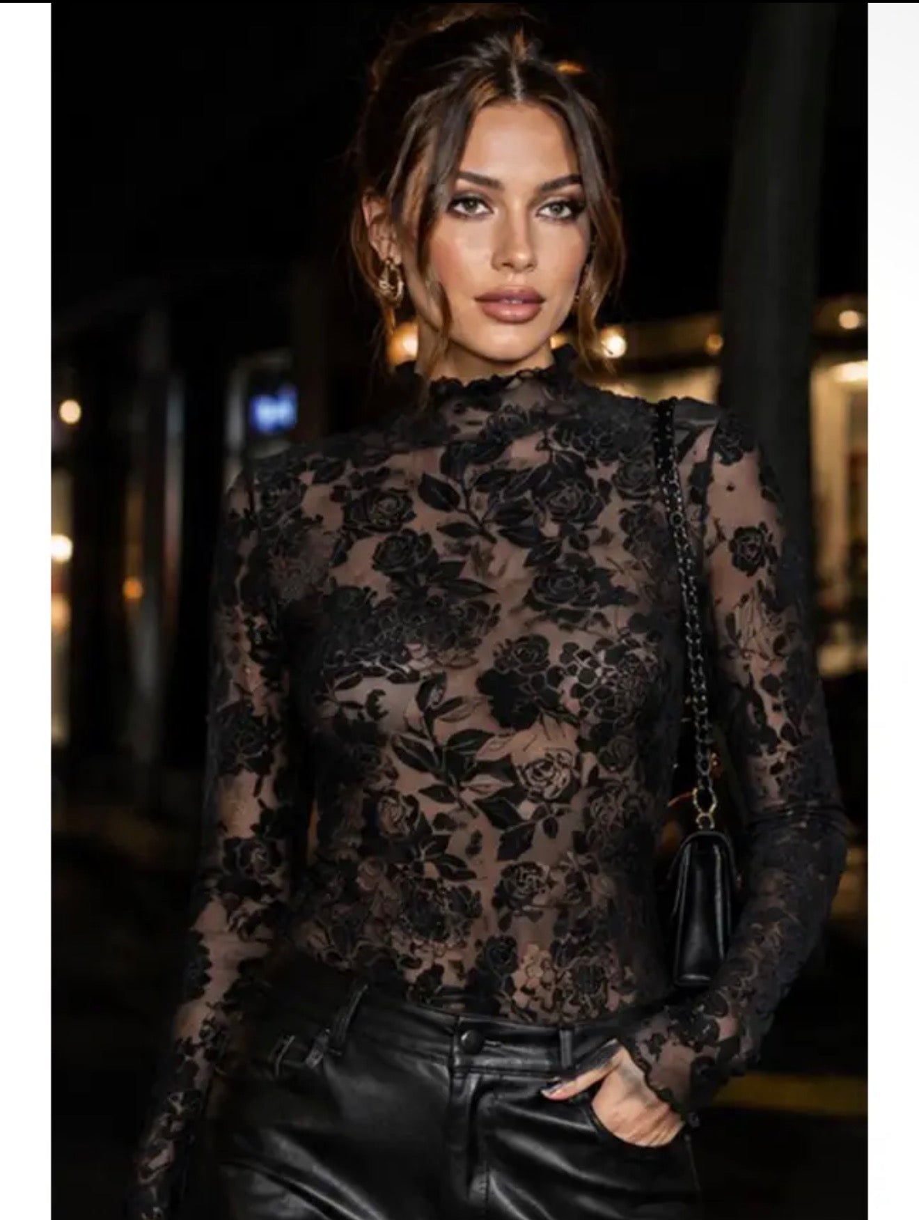 Velvet Mesh Top