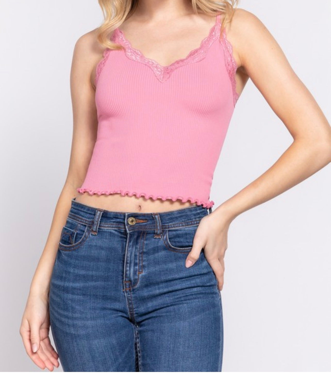 Lace Detail Ribbed Cami