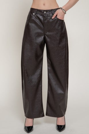 Faux Leather Barrel Pants