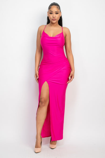Hibiscus Cowl Neck Dress
