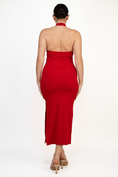 Open Back Halter Dress