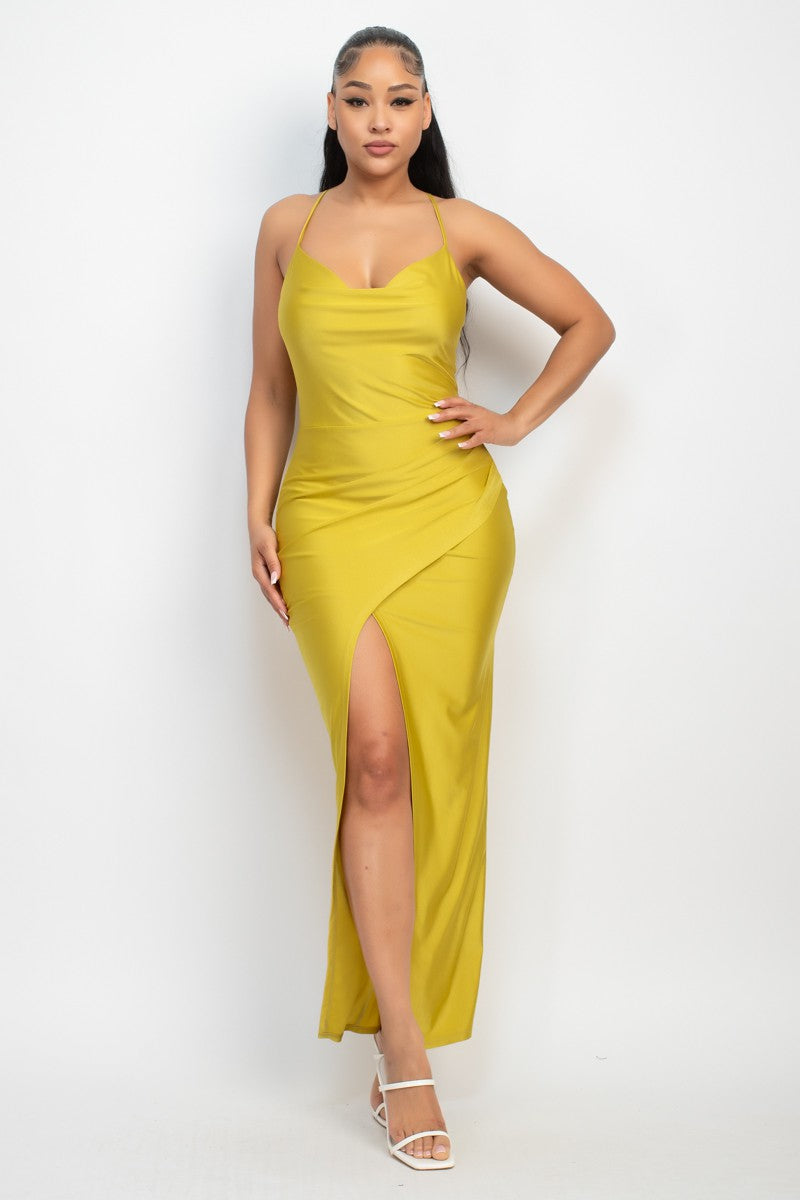 Hibiscus Cowl Neck Dress